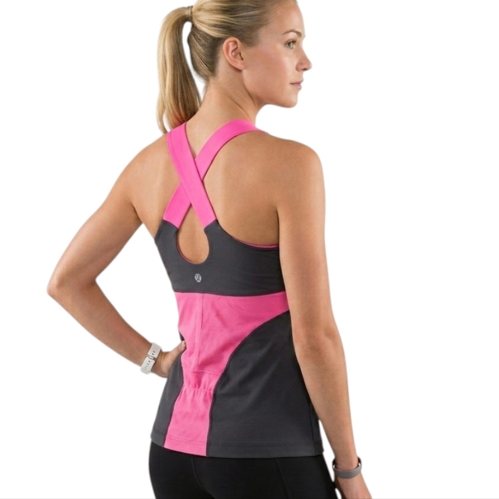 lululemon Swift Tank Women 10 Gray Pink Racerback